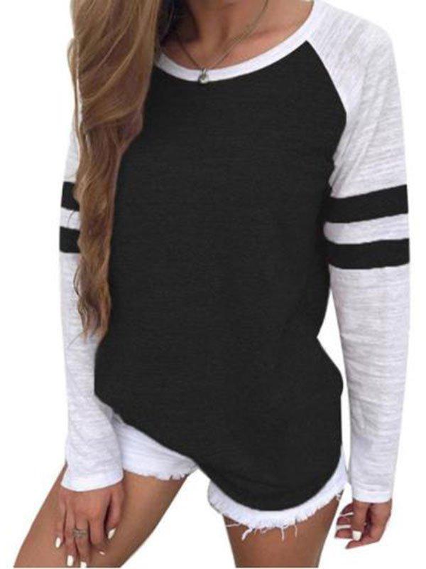 Round Neck Paneled Long Sleeves Casual Shirt