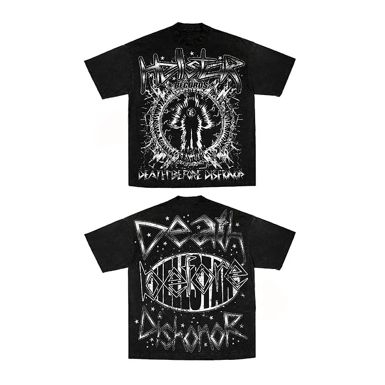 Hellstar Death Before Dishonor Graphic 100% Cotton Short Sleeve T-Shirt