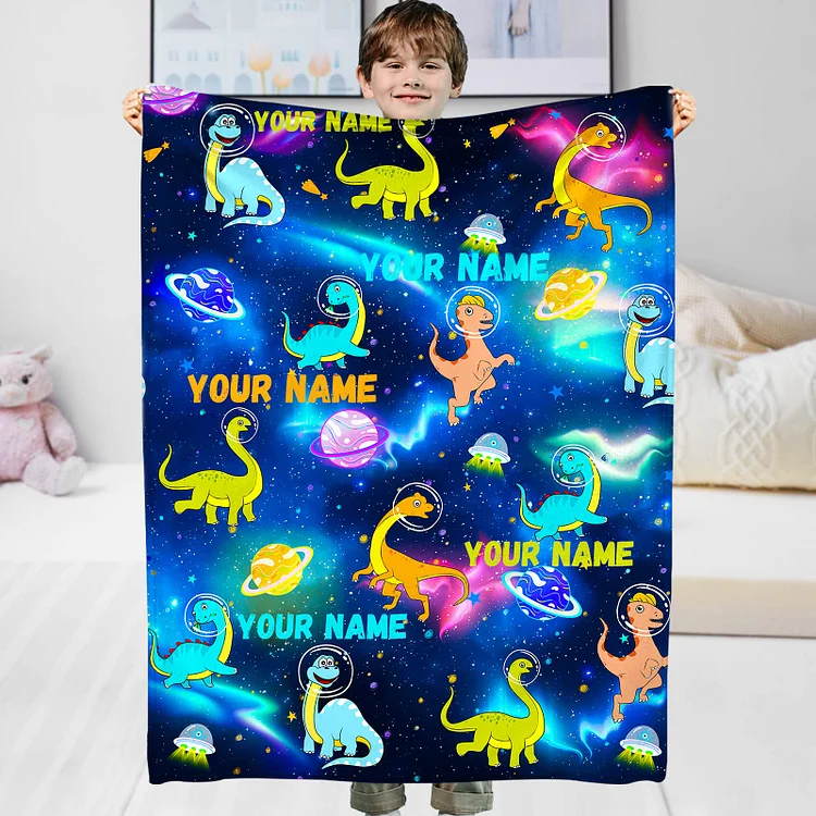 BlanketCute-Personalized Cute Dinosaur Blanket with Your Kids Name