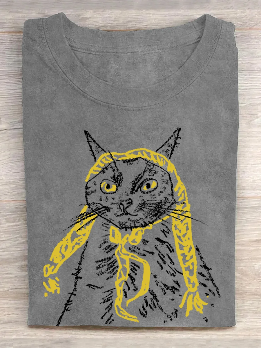 Eagerlys The Yellow Scarf Cat T-shirt Eagerlys