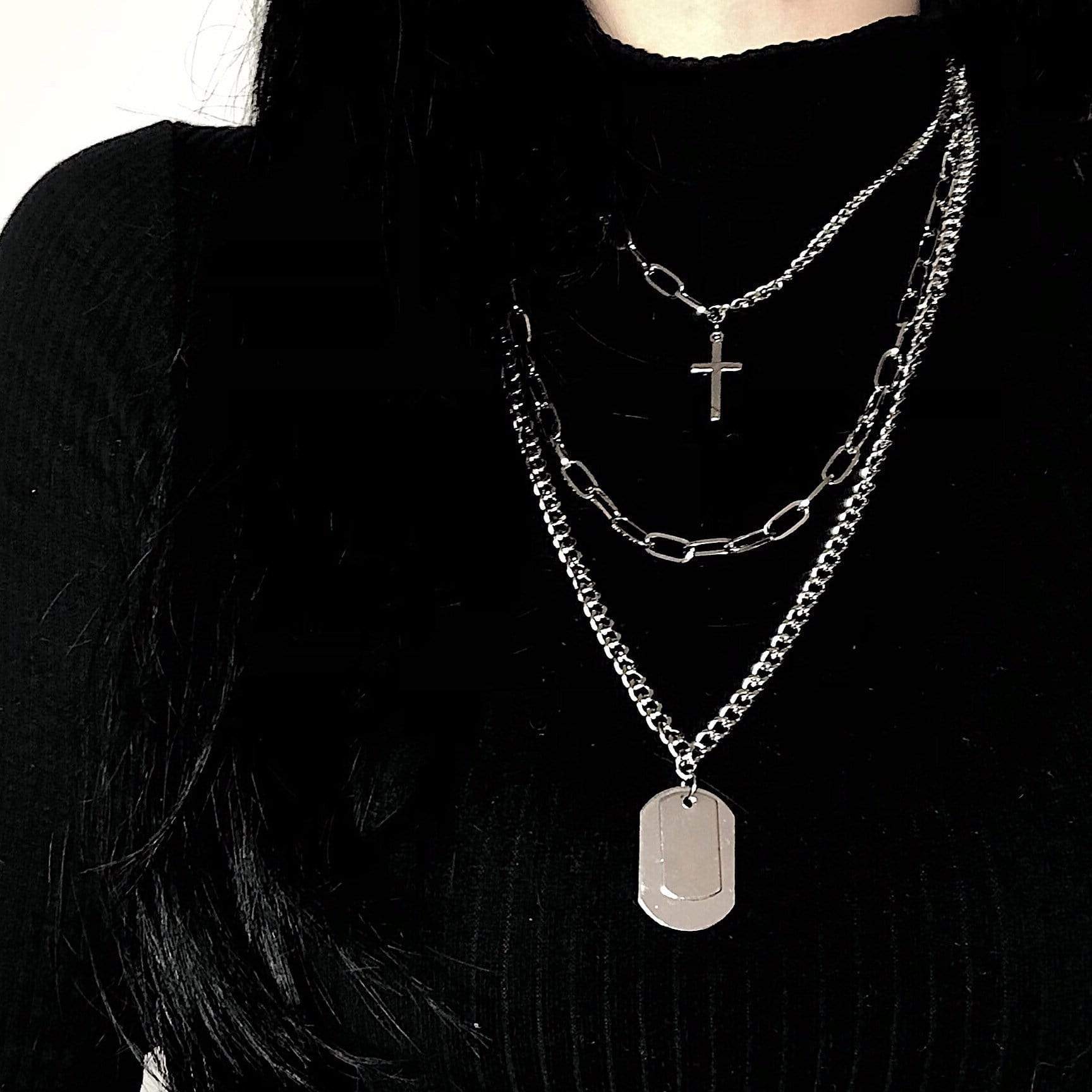 HIP HOP CROSS LAYERED NECKLACE