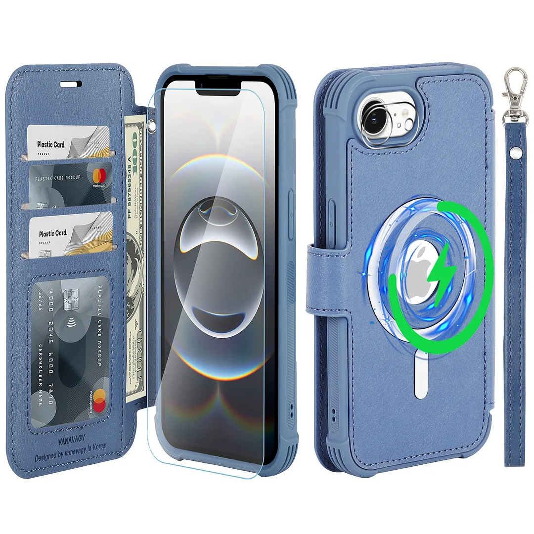 VANAVAGY Compatible for iPhone 16e Wallet Case for Magsafe Wireless Charging