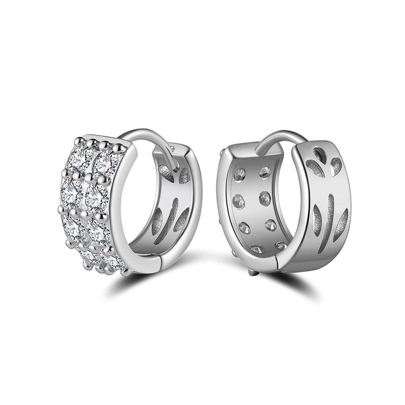 White Gold Plated Silver Plated 925 Sterling Silver Zircon 925 Sterling Silver Earrings Round Heart Shape Rhombus Earrings