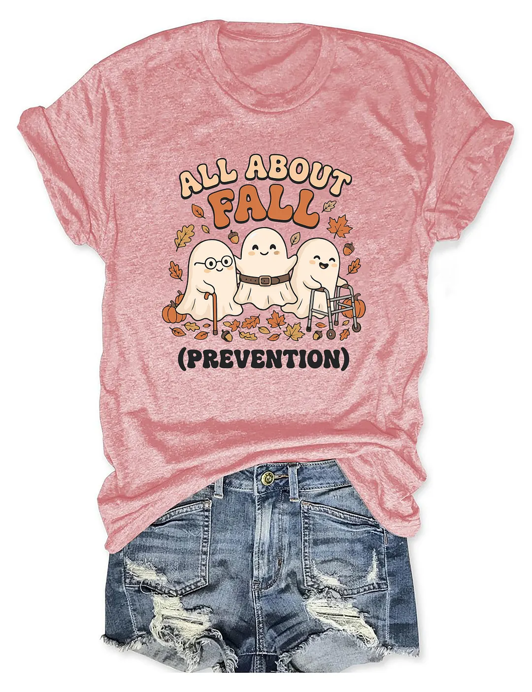 Ghost All About Fall Prevention Halloween T-shirt