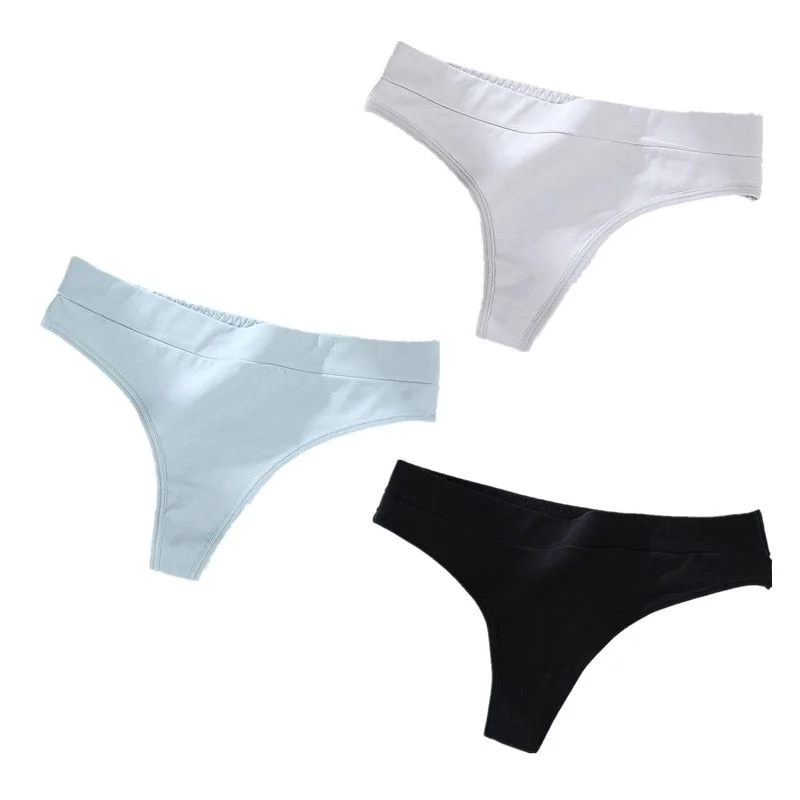 3Pcs Women Cotton Panties Thong Sexy Solid G-String Women Underwear Underpants Female Lingerie Briefs Ladies Panties Seamless