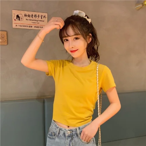 Brownm Brownm T-Shirt Women's Clothes 2024 Summer New Hot Girl Show Back Bow Leakage Back Short Design Sense Top Tide