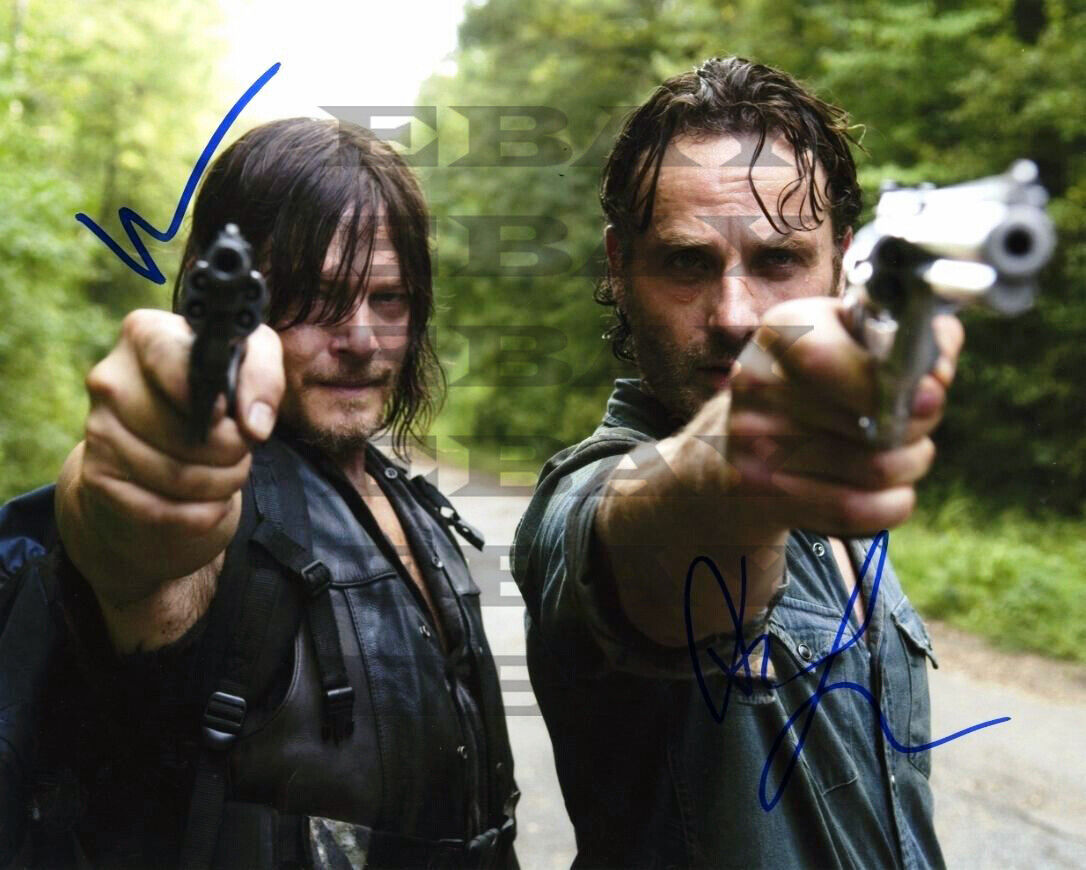 Andrew Lincoln Norman Reedus Walking Dead Autographed Signed 8x10 Photo Poster painting Rep