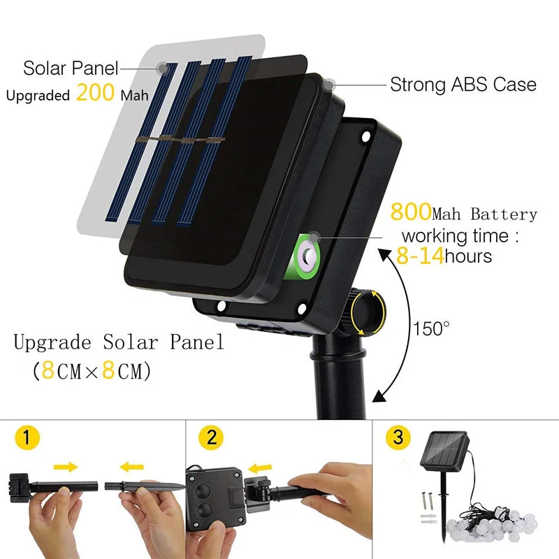 Solar String Lights Outdoor,50Led 23Ft Colour Crystal Globe Lights,for Garden Yard Porch