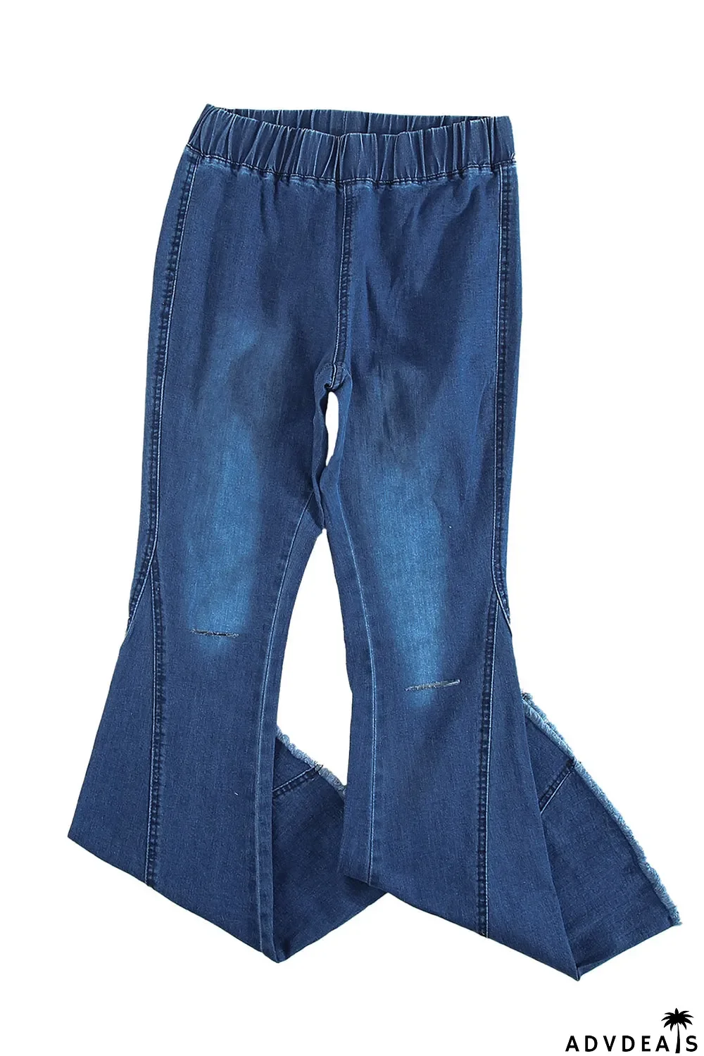 Distressed Bell Bottom Denim Pants