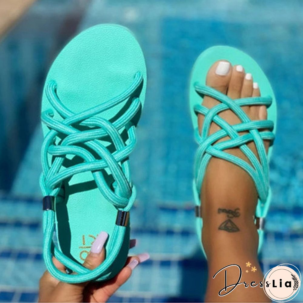 Fashion Rope Summer Shoes Boho Beach Sandals Women Flats Sandals Slides Flat Sandals