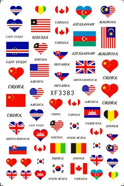 3D Flag Sport Nail Stickers for Manicure Fire Clover Decoration Decals Back Glue Designer Gymnastics Nail Art Sticker