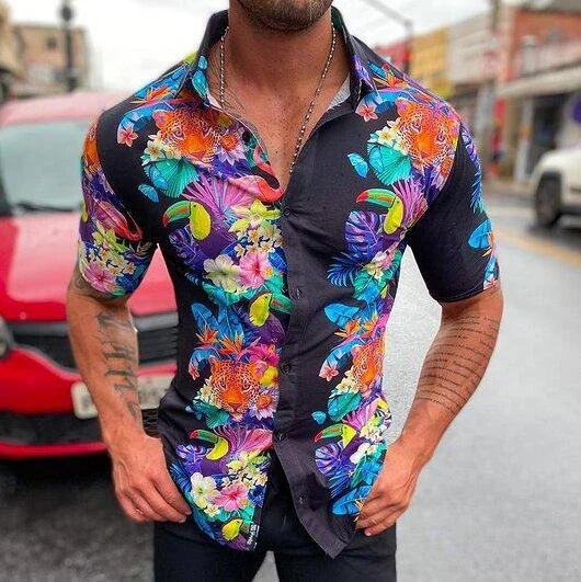men's printed short-sleeved shirt