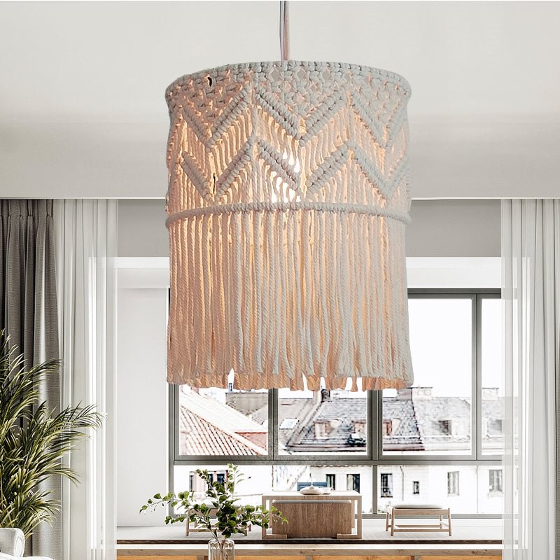 Woven Rope Chandelier Bohemian Pendant Lampshade