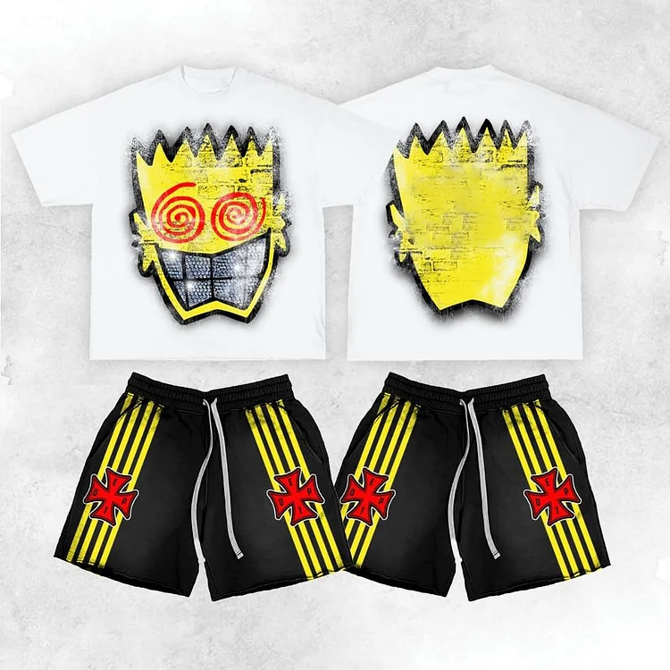 Vintage Faith Dept Graphic T-Shirt And Sweat Shorts Co-Ord T-Shirt Set