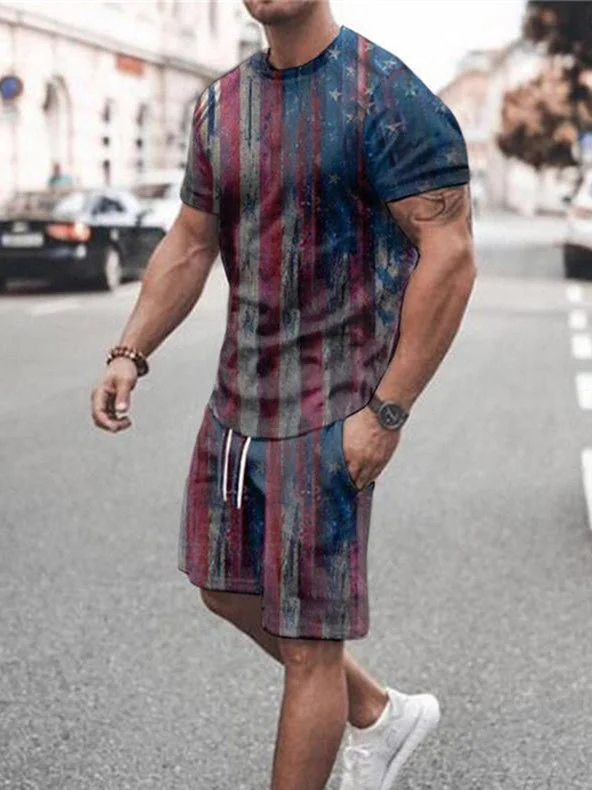 Flag Printed Limited Edition Top And Shorts Two-Piece Suits