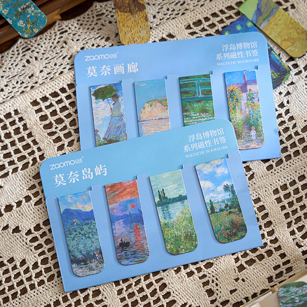 12Pcs Magnetic Art Painting Bookmark Reusable Art Works Page Clip with Strong Magnet Double-Sided for Students Home Office Reading Supplies (Style B)