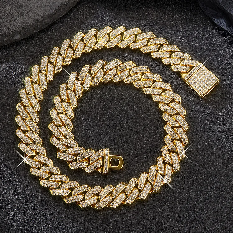 Trendy 14mm Bar Cuban Necklace