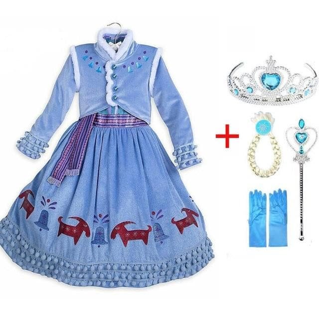 Elsa Dress Girls Princess Set Christmas Cosplay Birthday Party Sky Blue Princess Dress Kids Costume SS0110