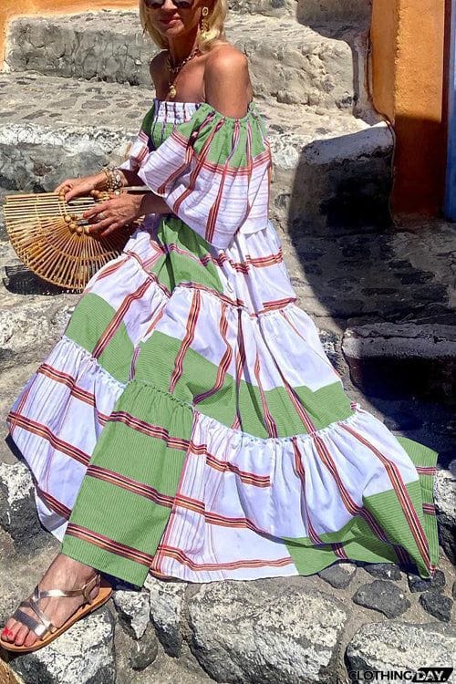 Fashion Off-Sleeve Short Sleeve Resort Dress