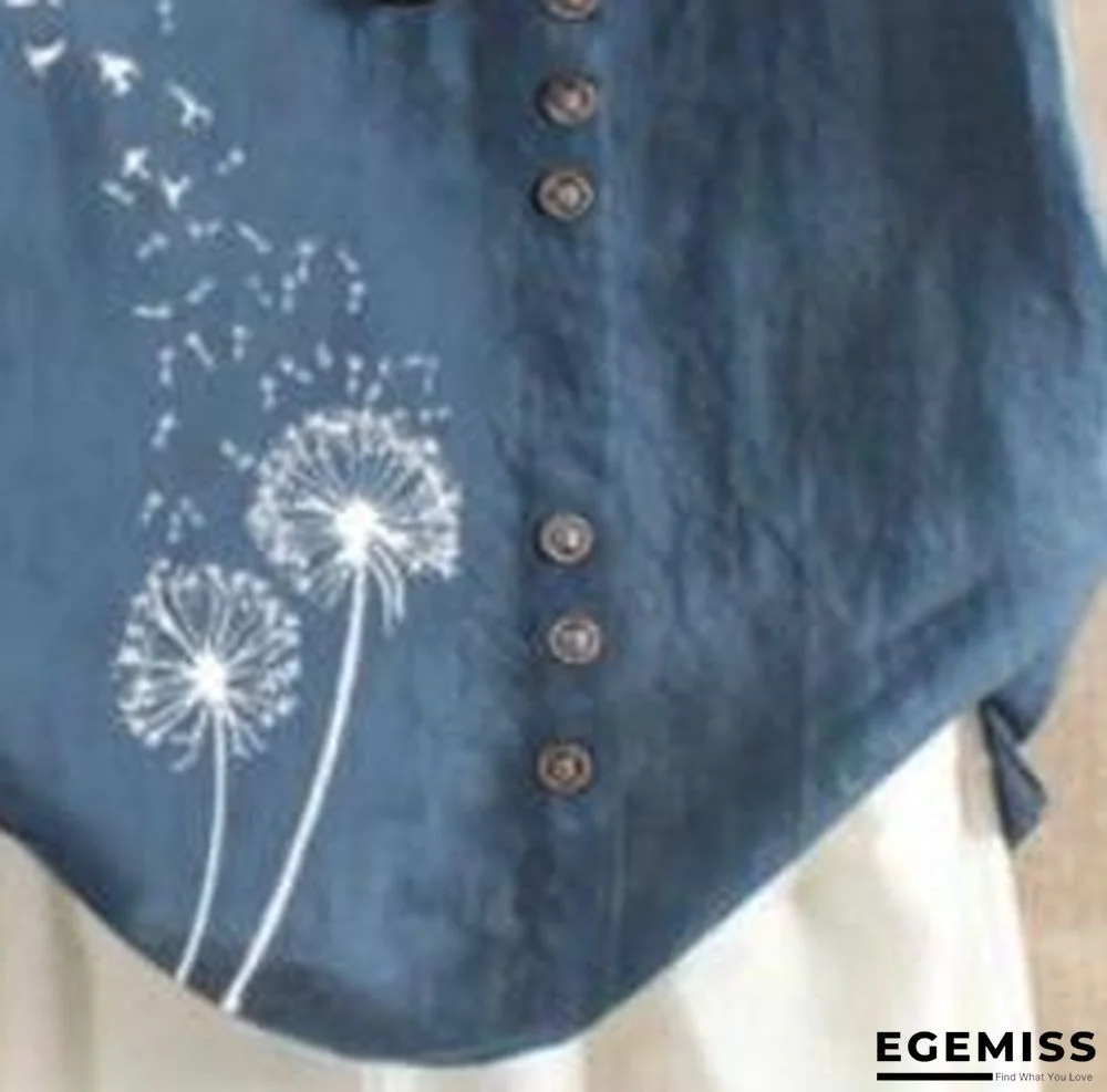 Blue Cotton Casual Shirts & Tops Linen | EGEMISS