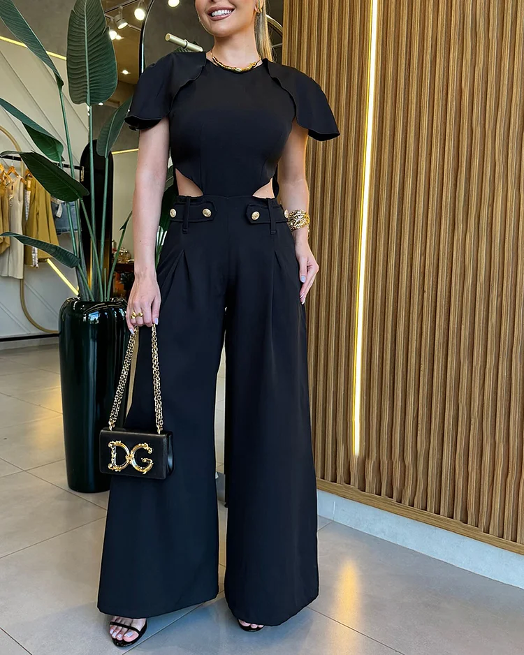 Women's solid color jumpsuit