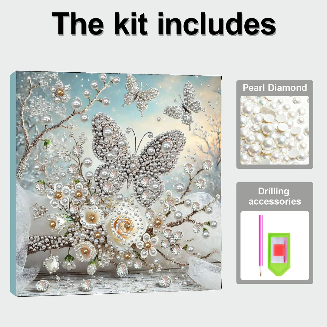 Pearl Butterfly Garden DIY Pearl Art Diamond Painting 30x30cm for Home Decor