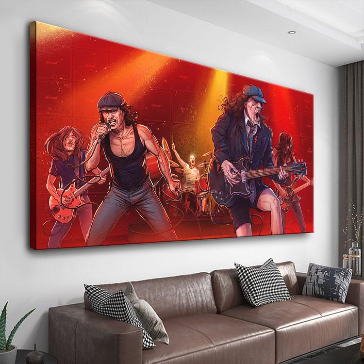 AC/DC Caricature Canvas Wall Art