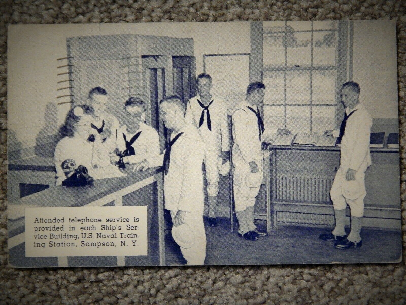 RARE 1944 GI WWII HANDWRITTEN Photo Poster painting POSTCARD, U.S. NAVAL HOSPITAL, SAMPSON, NY