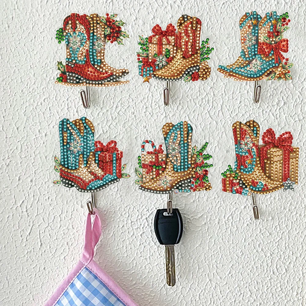 8Pcs Christmas Chelsea Boots Diamond Art Hanging Hooks Diamond Painting Hooks