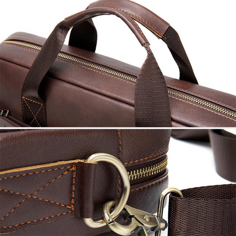 Great Quality Antique Brass Hardware Organizational Layout Leather Briefcase