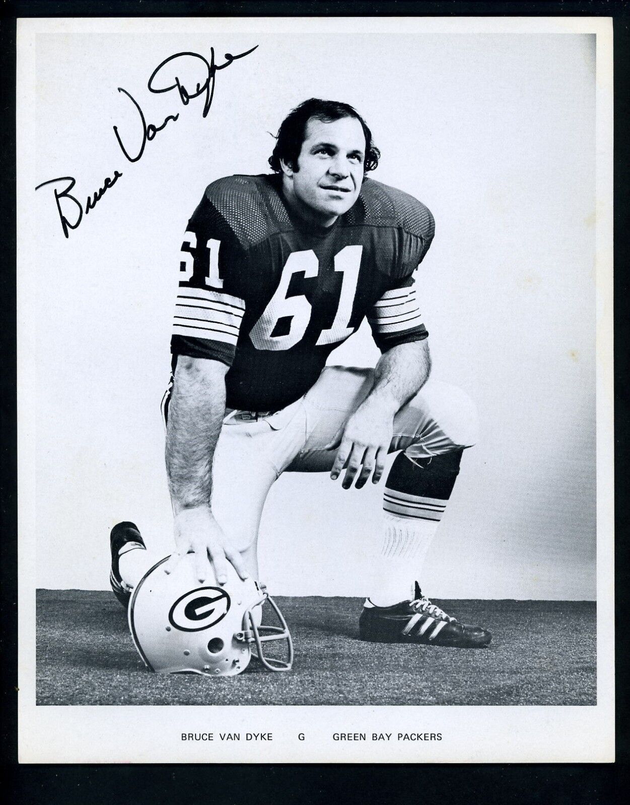 Bruce Van Dyke Green Bay Packers circa 1970's Team Issued Premium Press Photo Poster painting