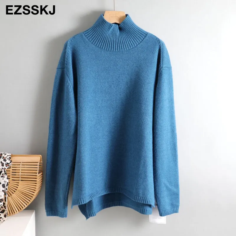 Autumn Winter basic oversize thick Sweater pullovers Women 2021 loose cashmere  turtleneck Sweater Pullover female Long Sleeve