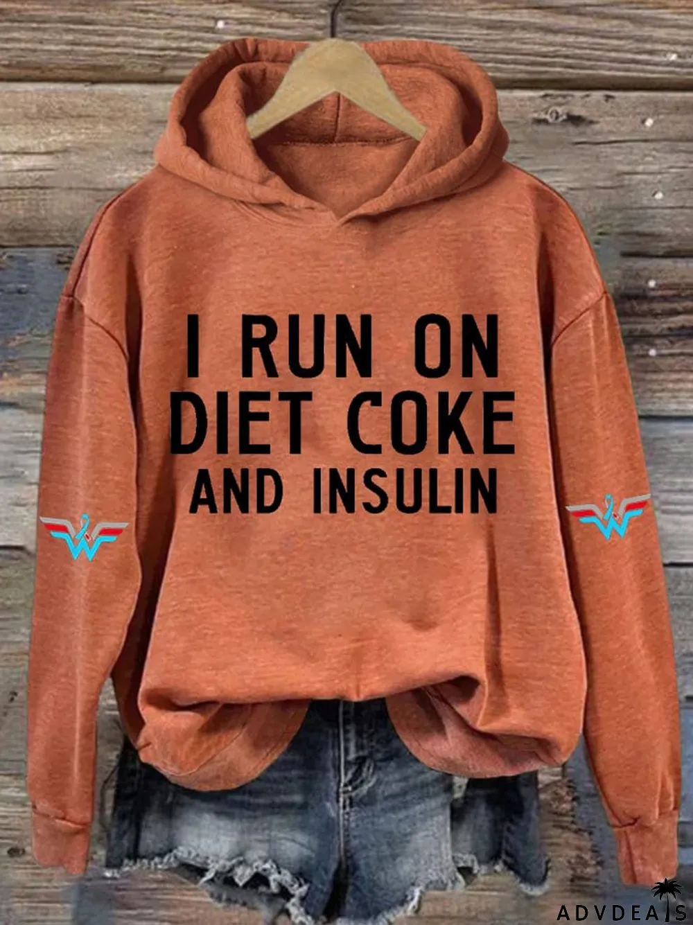 Women's Casual I Run On Diet Coke And Insulin Printed Hooded Sweatshirt
