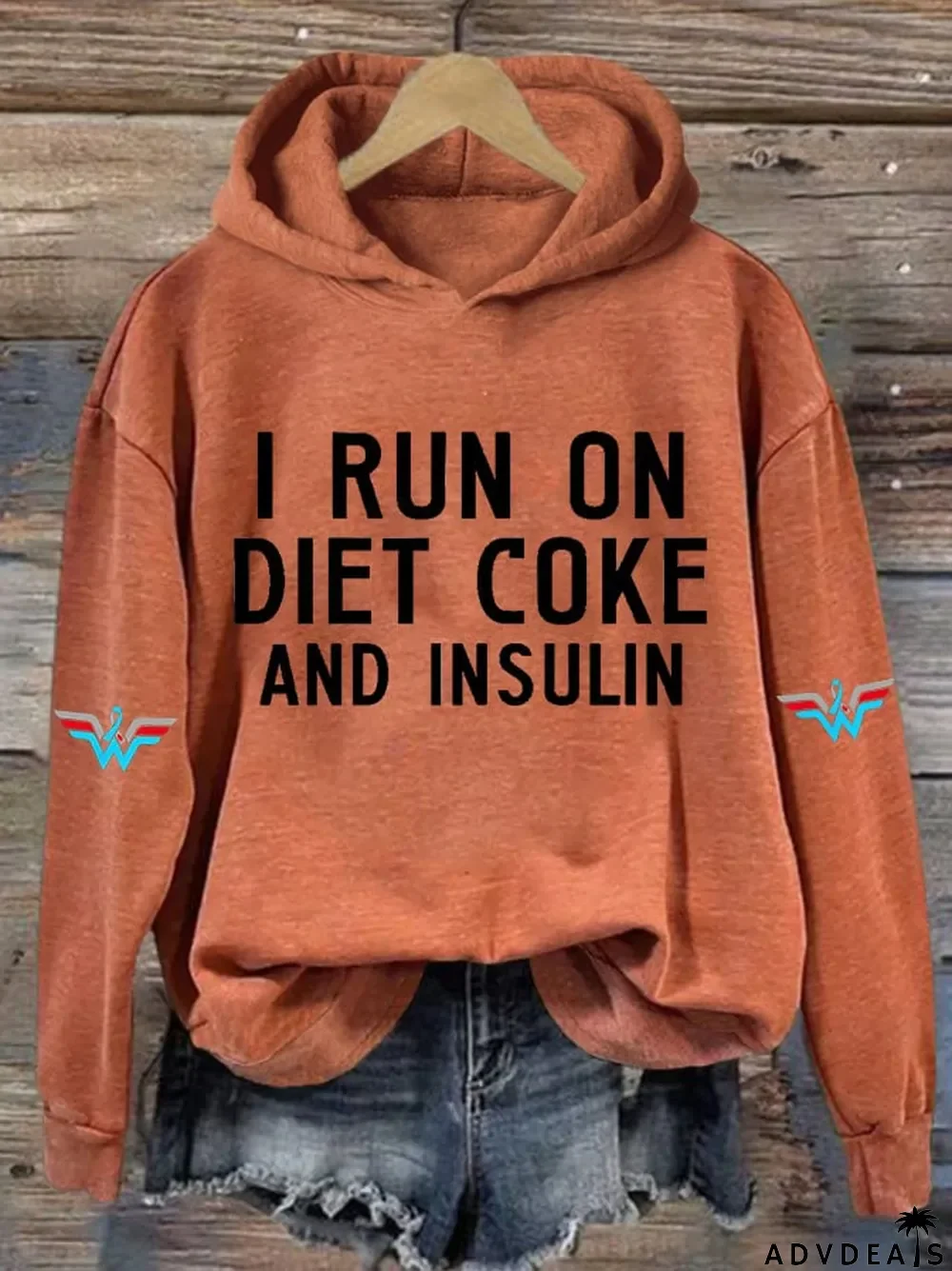 Women's Casual I Run On Diet Coke And Insulin Printed Hooded Sweatshirt