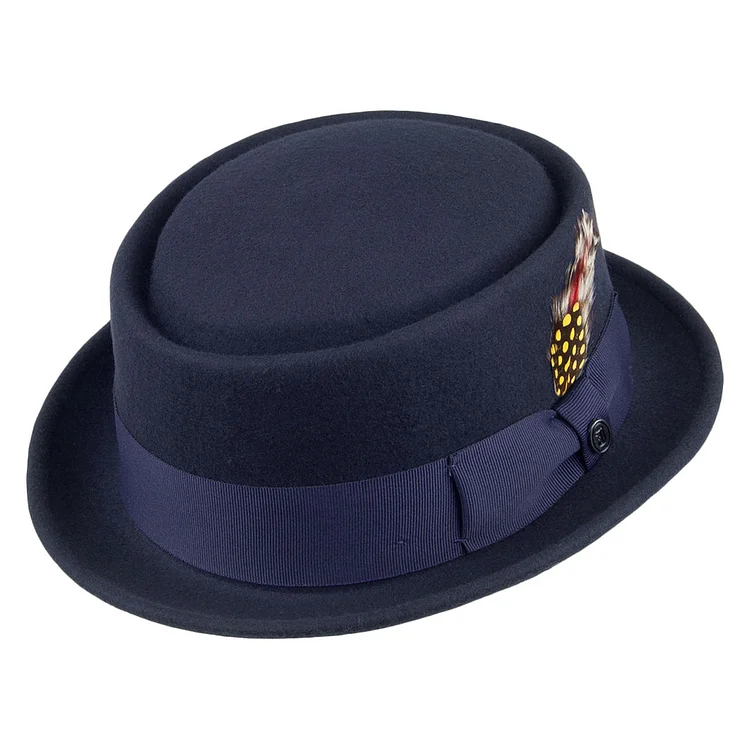 Tienda Jaxon & James Crushable Wool Pork Pie Hat Navy Wholesale Pack