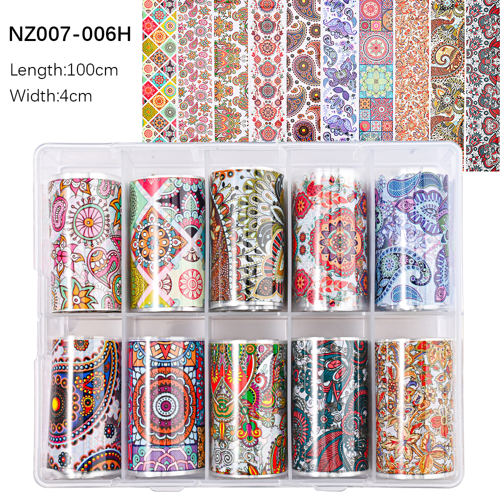 Kissbake 10pcs 4x100cm Nail Transfer Foil Paper Sticker Set Luxury Foil Nails Logo Transfer Nail Stickers Designer Fashion Nail Art Decal
