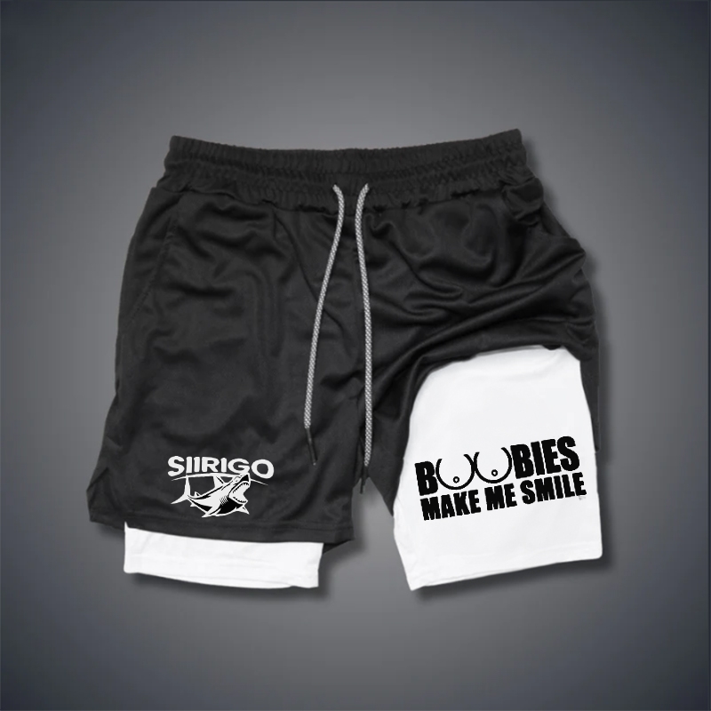 BOOBIES MAKE ME SMILE Graphic GYM PERFORMANCE SHORTS