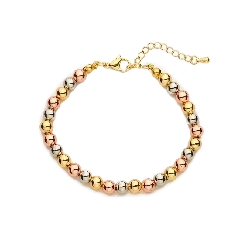Artistic Round Copper Beaded Plating Gold Plated Bracelets Necklace