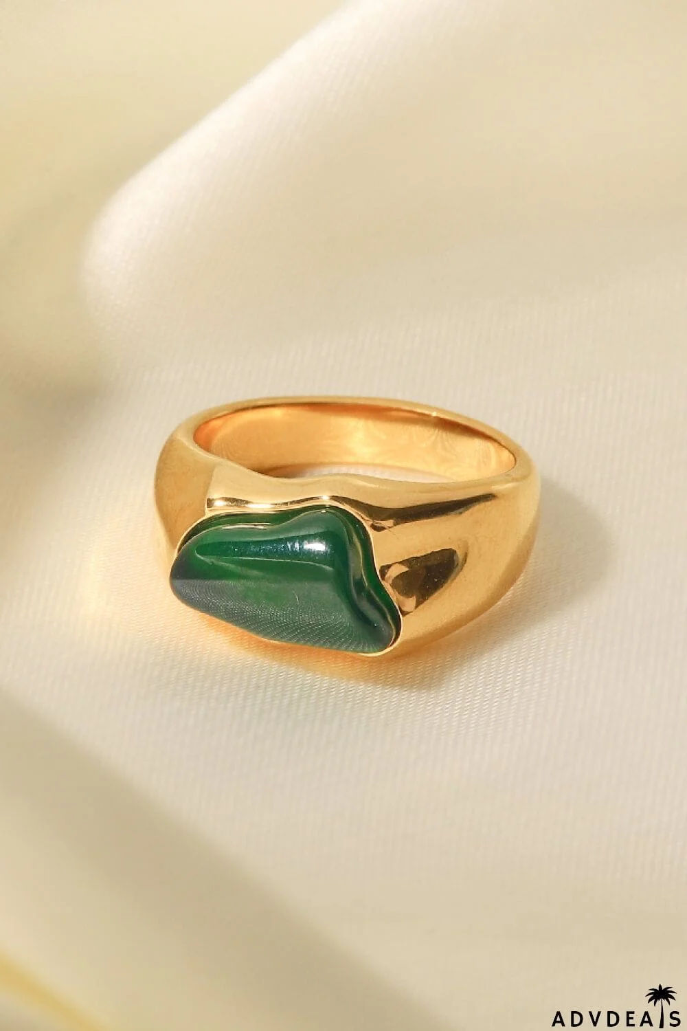 Inlaid Natural Stone Stainless Steel Ring