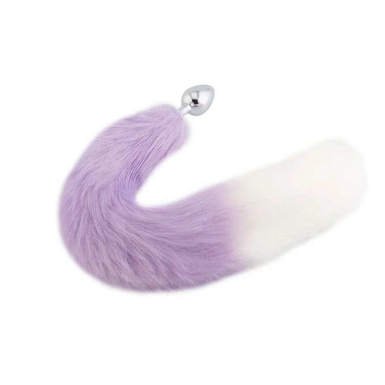 Purple with White Fox Metal Tail Plug, 18