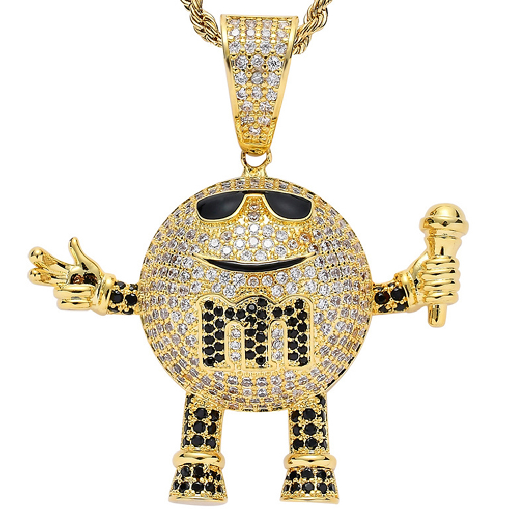 M&M's Character Singing Iced Out Bling CZ Stone Pendants