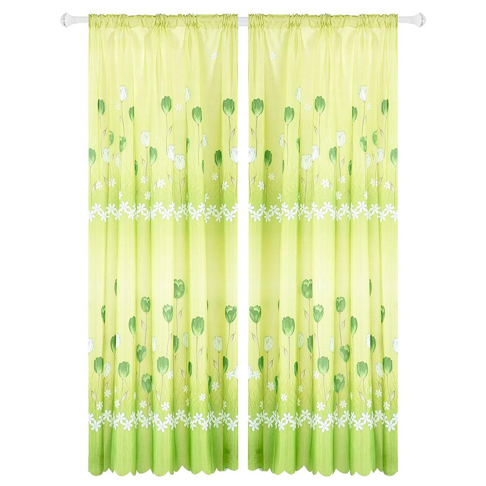 

Plain Horizontal Strip Tulip Print Window Blinds Blackout Curtains (Green, 501 Original