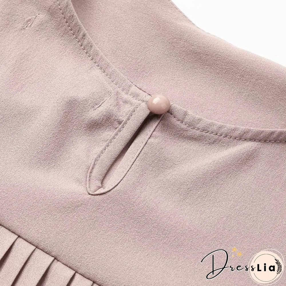 Chiffon Blouse Pleated Back Long Sleeve Asymmetric Shirt Loose Casual Plus Size Tops