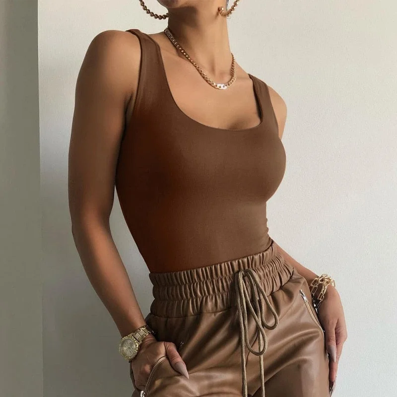 Women 2022 Spring y2k New Fashion Solid Color Sexy Slim Sleeveless Sling One-piece sleeveless Bodysuit Body women blusa feminina