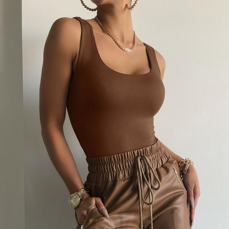 Women 2022 Spring y2k New Fashion Solid Color Sexy Slim Sleeveless Sling One-piece sleeveless Bodysuit Body women blusa feminina