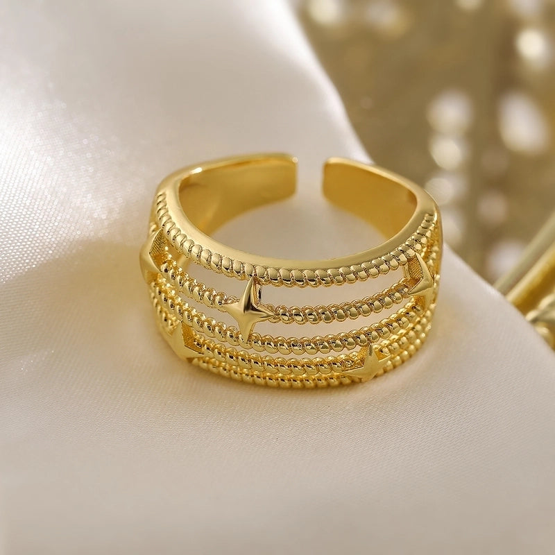 Copper Geometric Open Rings