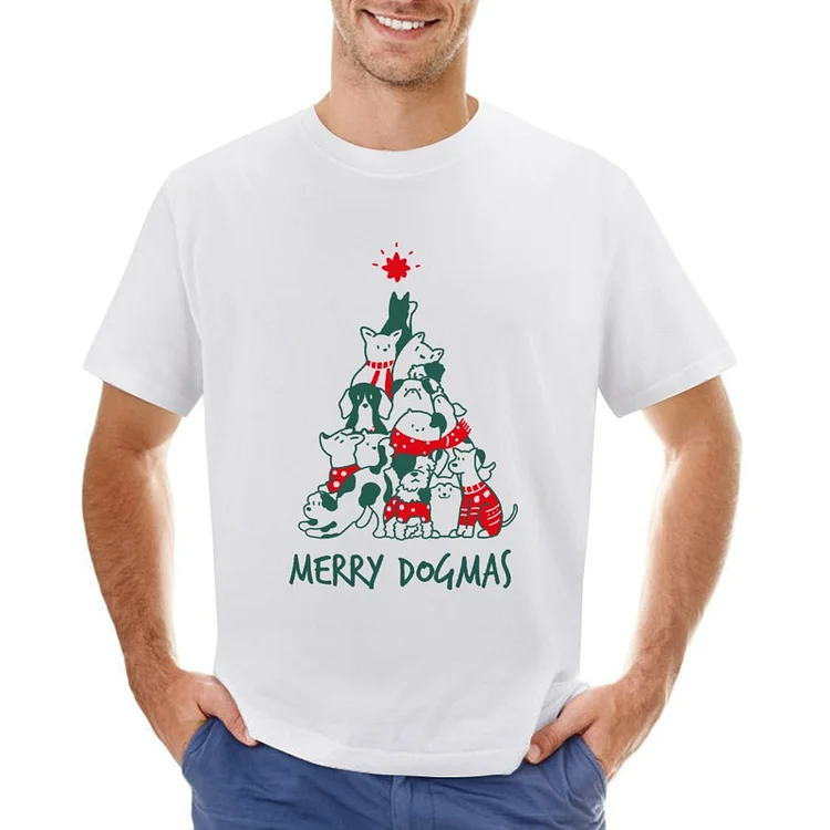 Christmas Merry Dogmas Designable Men's T-shirt	