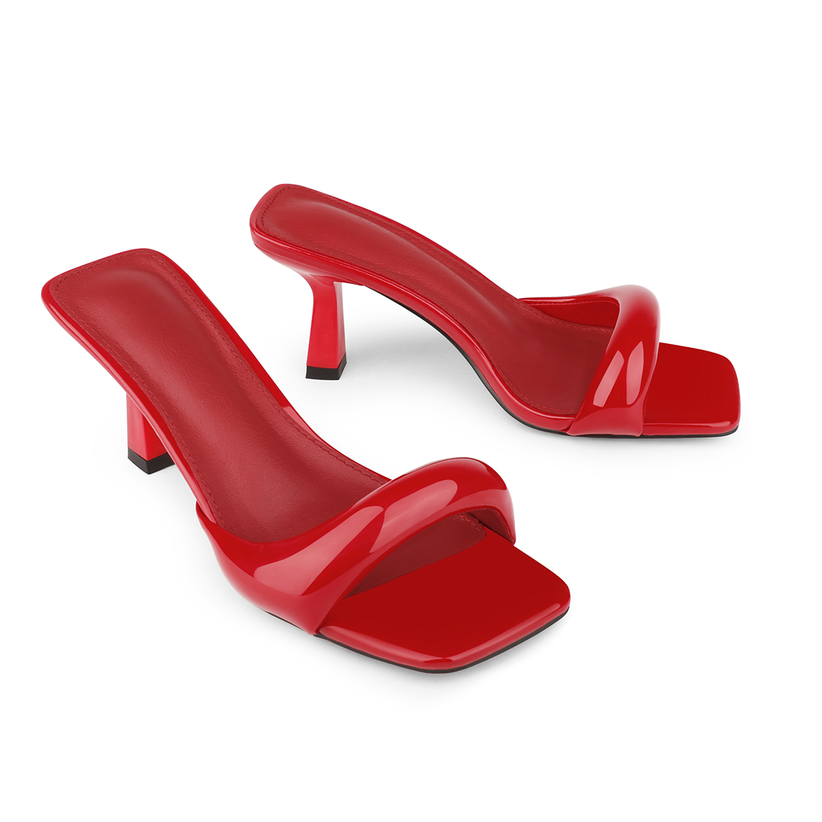 70mm Women's Special Heel Mule Sandals Apricot Bottom Shoes  -vocosishoes