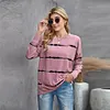 Women's Loose Long-Sleeved Hoodless Striped Printed Sweater
