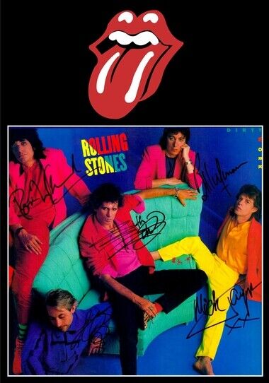 ROLLING STONES - SIGNED LP COVER - DIRTY WORK - Photo Poster painting POSTER INSERT